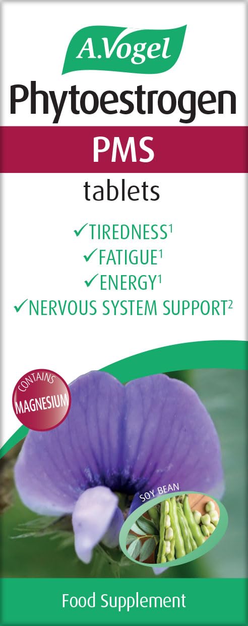 A.Vogel Phytoestrogen PMS Tablets | PMS Supplement for Women | Fatigue & Tiredness Supplement | Soy Isoflavones, Magnesium & Hibiscus | 1 Months Supply