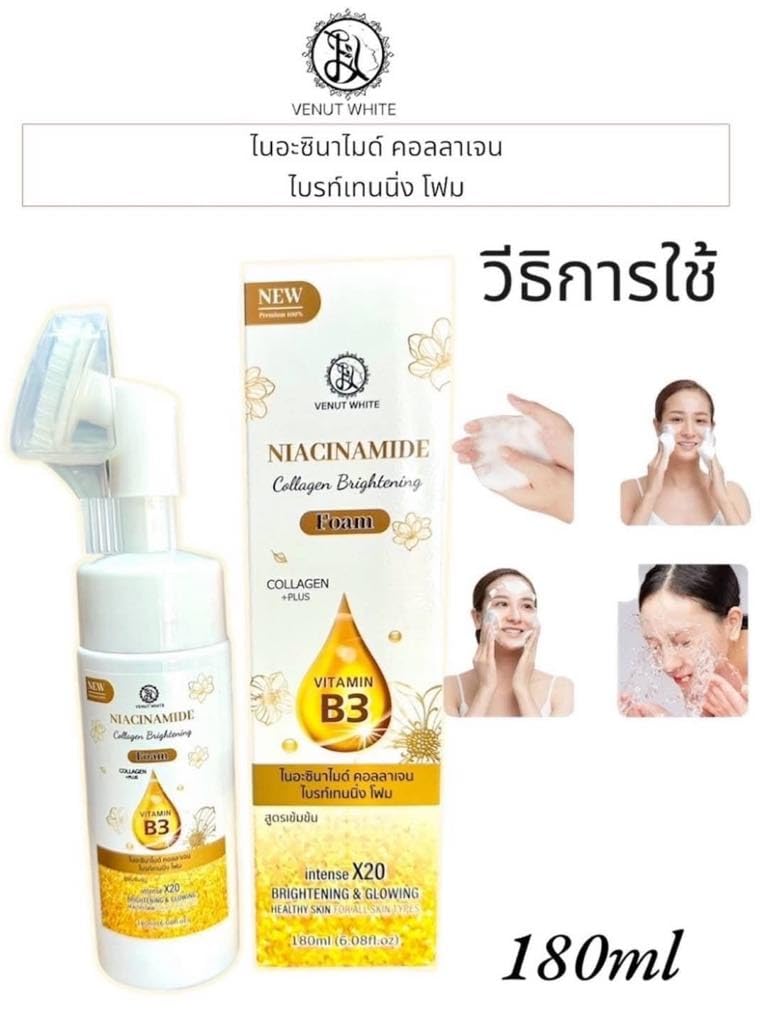 RKS BEAUTY PRODUCTS Venus White Niacinamide Collagen Brightening Foam with Vitamin B3, 20x Brightening Formula 180ML