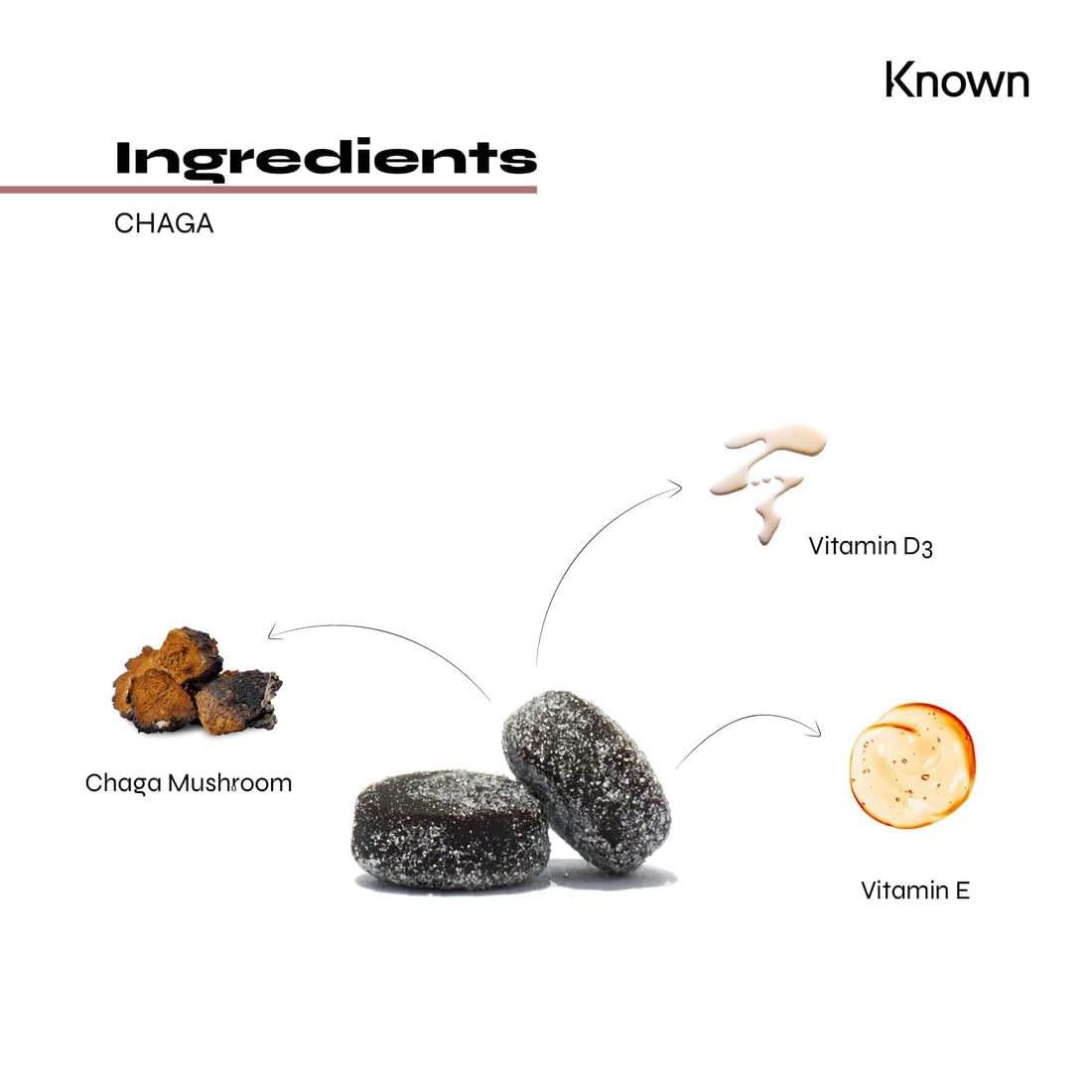 Chaga 1000mg Mushroom Gummies by Known Nutrition | Natural Antioxidant Support for Immune System | Delicious Natural Blackcurrant Flavour | 60 Two-a-Day Vegan Gummies (One Month’s Supply)