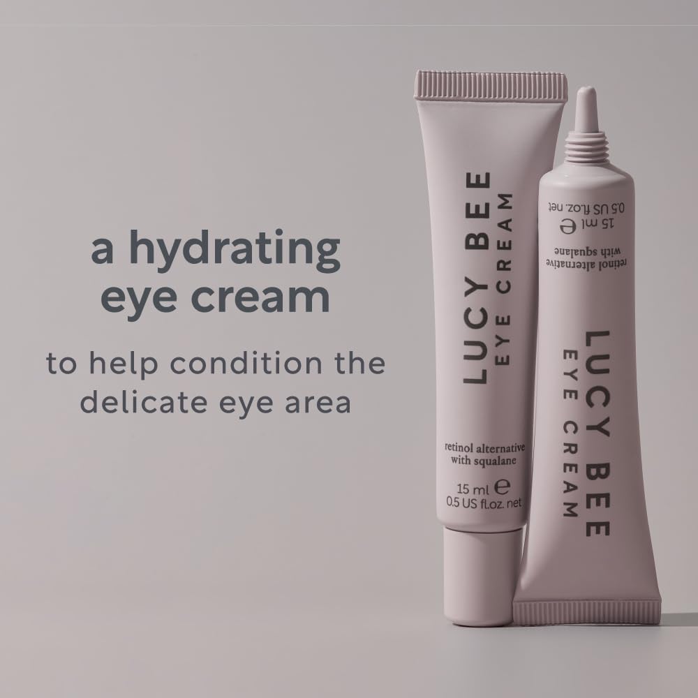 Lucy Bee Anti-Ageing Eye Cream with Vegan Retinol Alternative, Firms, Brightens, Conditions & Soothes Sensitive Skin, Helps with Dark Circles, Puffiness & Fine Lines, Pregnancy Safe, Organic, 15ml