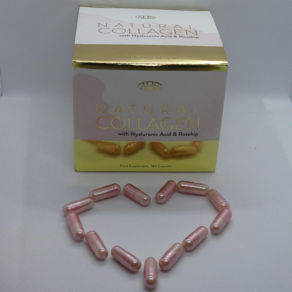AHS Natural Collagen - Pack of 180 Capsules with Hyaluronic Acid and Rose Hip
