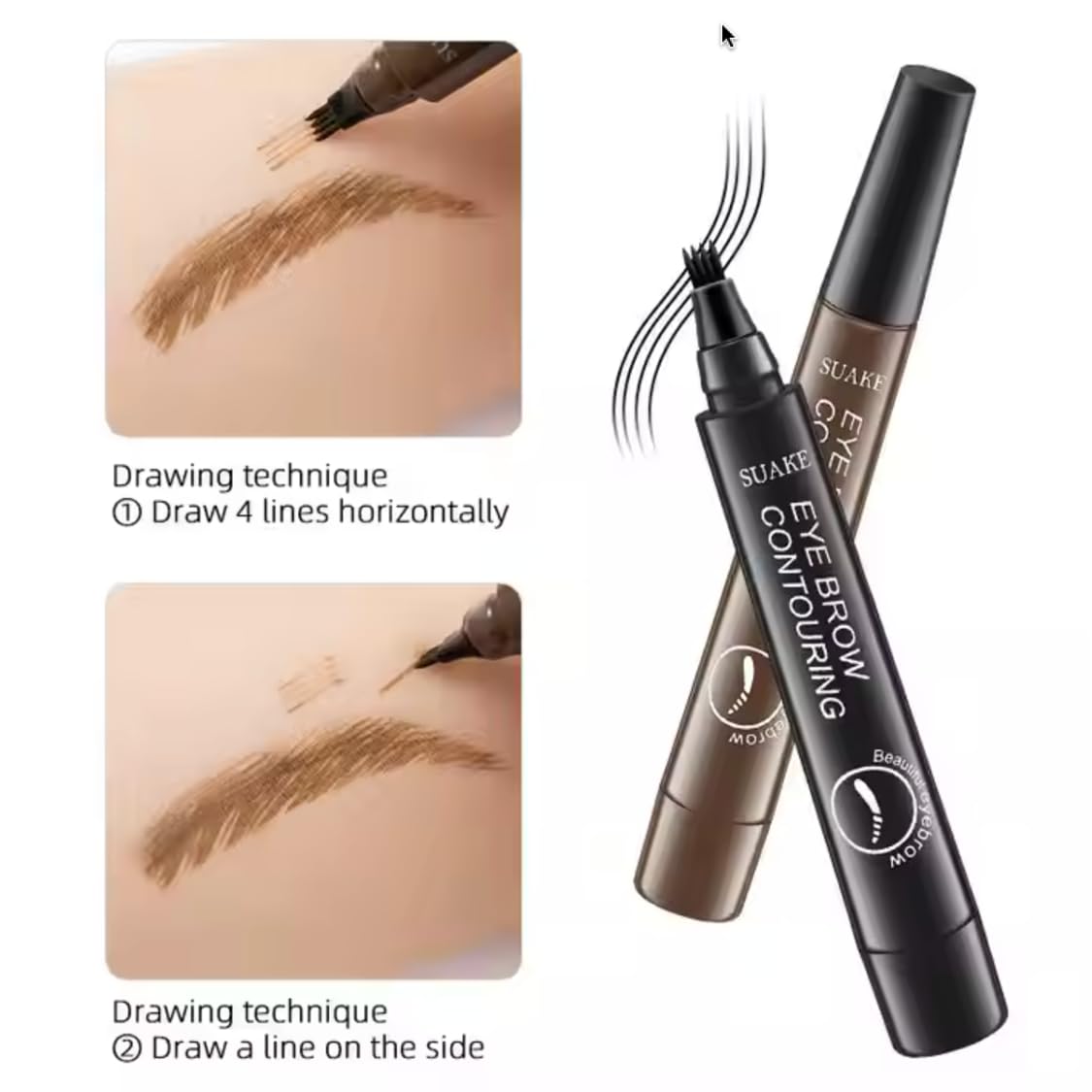 NOMPAT PACK OF 5 Microblading Eyebrow Pencil, Waterproof Magic Eyebrow Pen, 4 Tipped Precise Brow Pencil, Long-lasting Natural Makeup Fine Stroke Eye Brow Pencil