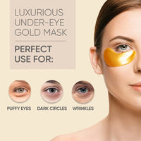 Lanboo Under Eye Gel Patches, 20 Pairs - Golden Eye Mask with Amino Acid & Collagen, Cooling Eye Care for Wrinkles, Puffy Eyes & Dark Circles, Skincare Treatment for Men & Women, USA Tested