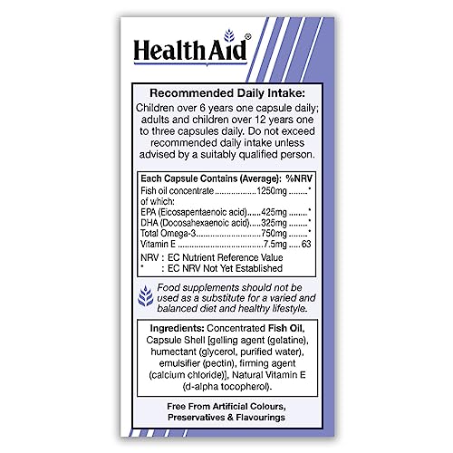 HealthAid Omega 3 750 mg - 60 Capsules, (Pack of 1)