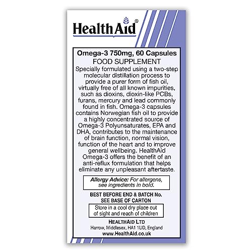 HealthAid Omega 3 750 mg - 60 Capsules, (Pack of 1)