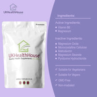 UKHealthHouse Magnesium + Vitamin B6-90 Strong Micro Vegan Tablets - Cramp Stress Fatigue - Immune System Bone Muscle Teeth Health - MAGNEZ + VIT B6 Tabs Magne b6