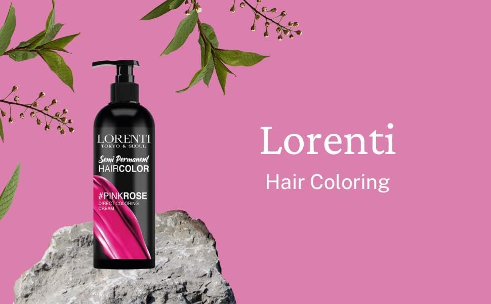 Lorenti Semi Permanent Direct Coloring Cream | Long Lasting Hair Colour Result | Rose Pink 250ml