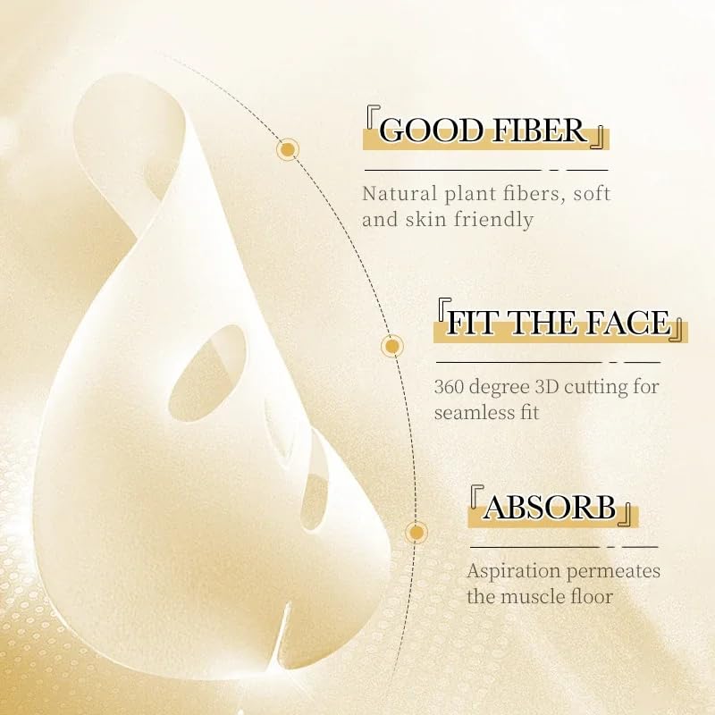 (6 Pack) 24K Gold, Hyaluronic Acid & Vitamin C Face Mask Set - Hydrating, Skin Brightening, Redness Relief, Anti-Aging Ampoule Serum Masks