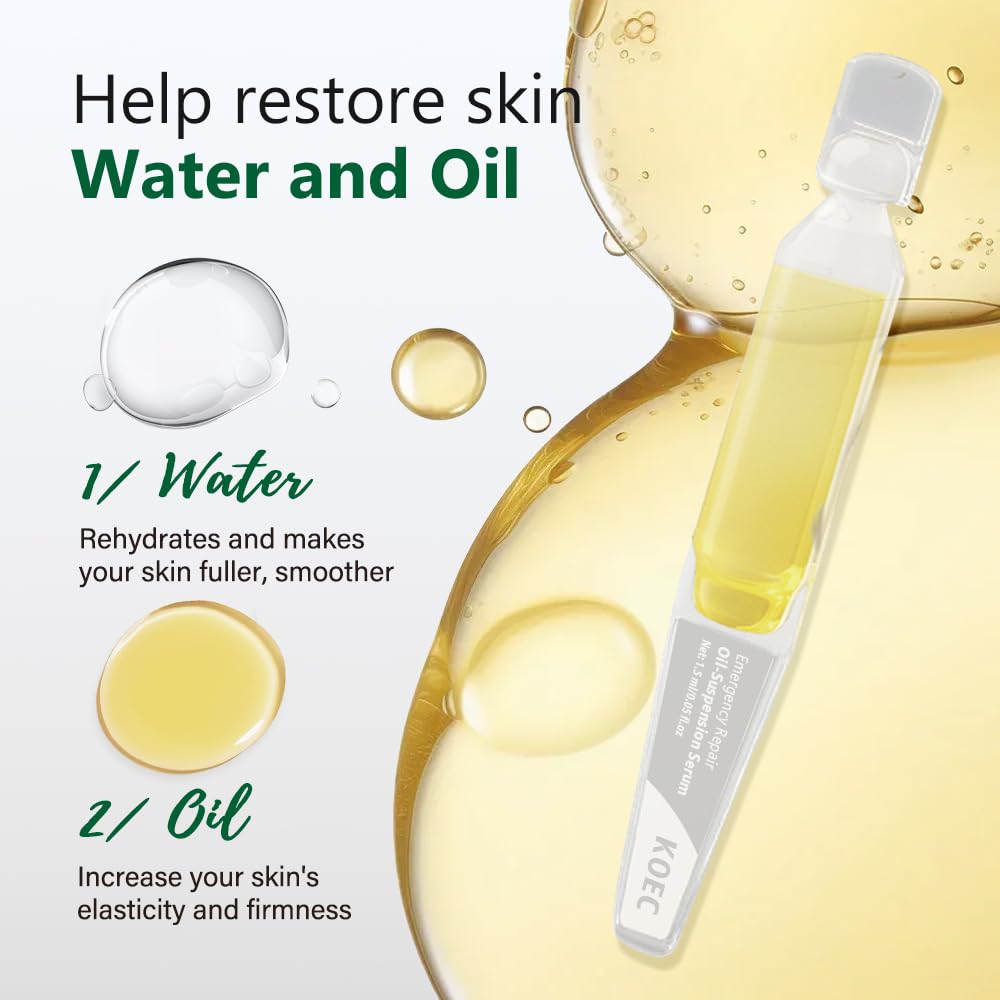 ANGEL SILK Emergency Repair Oil-Suspension Serum, 4D hyaluronic acid, Collagen Serum, Barrier Repair Firming, Water Oil Balance, Single-Use Vials Skincare for Sensitive Skin (1.5ml/0.05 fl.oz.)*30