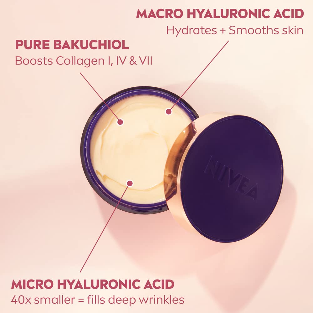 NIVEA Cellular Expert Lift Anti-Age Night Cream (50ml), Anti-Wrinkle Night Cream with Pure Bakuchiol, Night Face Cream Containing Hyaluronic Acid, Night Cream for Women