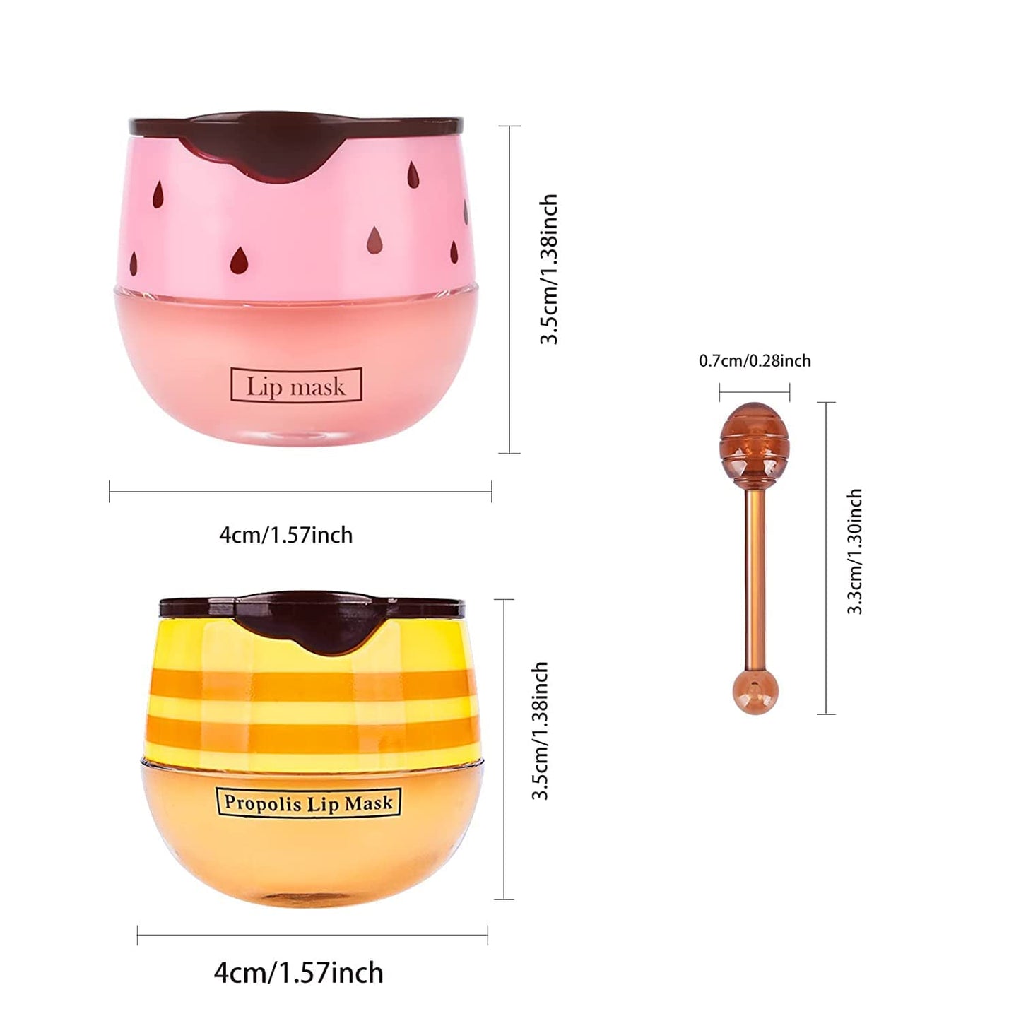 KYDA Honey+Strawberry Bee Balm Lip Mask Set, Propolis Moisturizing Lip Mask for Day&Night Lip Care, Lighten Dark Lip Color Reduce Lip Lines&Wrinkle, Lip Repair Mask Lip Exfoliator Lip Moisturizer, 2