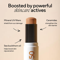 MÁDARA Mineral SPF50 Sunscreen Stick 12g – Natural Zinc Oxide Face Sunscreen | Non-Toxic, Tinted Mineral-Based Sun Protection for Face, Hands & Décolleté