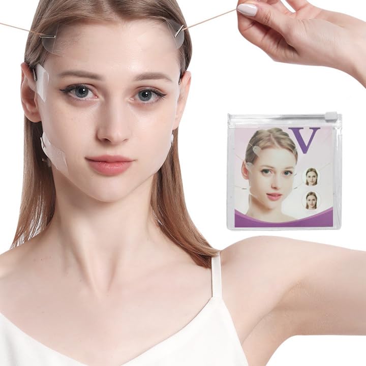 Anmahe 80 Pcs Face Lift Tape, Invisible Face Lift Patches with 16 Lifting Ropes Instant Facelift Tape Face Neck Lift Tape Double Chin Lifting Saggy Skin Face Lifter Tape for Skin Firming Makeup Lifting Tool