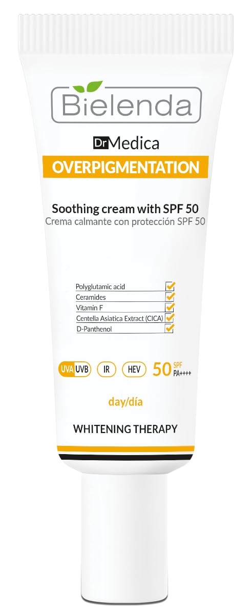 Bielenda Dr Medica Overpigmentation Beruhigende Creme mit Lichtschutzfaktor SPF 50 für den Tag, 50 ml