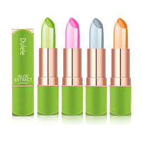4 Colours Organic Aloe Vera Moisturizing Crystal Jelly Lipsticks, Dulele Magic Temperature Colour Changing Long Lasting Lip Balm Set (EEE)