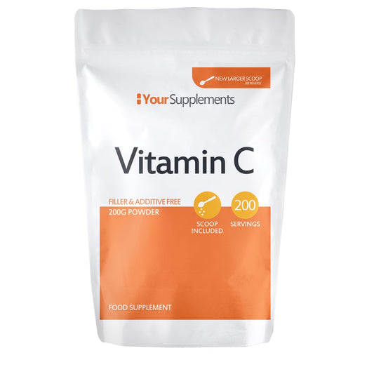 YourSupplements Vitamin C Powder 200g - Ascorbic Acid | 100% Pure British Pharmaceutical Grade | Non-GMO | Scoop Included