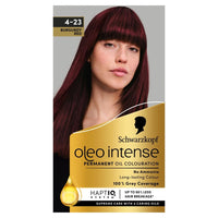 Schwarzkopf Oleo Intense Permanent Oil Colour 4-23 Burgundy Red Hair Dye, 100% Grey Coverage, Conditioner with HaptIQ System, Long-Lasting Colour, Ammonia Free Hair Dye