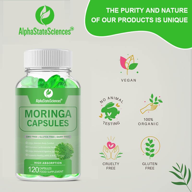 AlphaStateSciences Mighty Organic Moringa: Immune Boosting Capsules with Turmeric & Pepper - 120 Softgels (2 Month Supply)