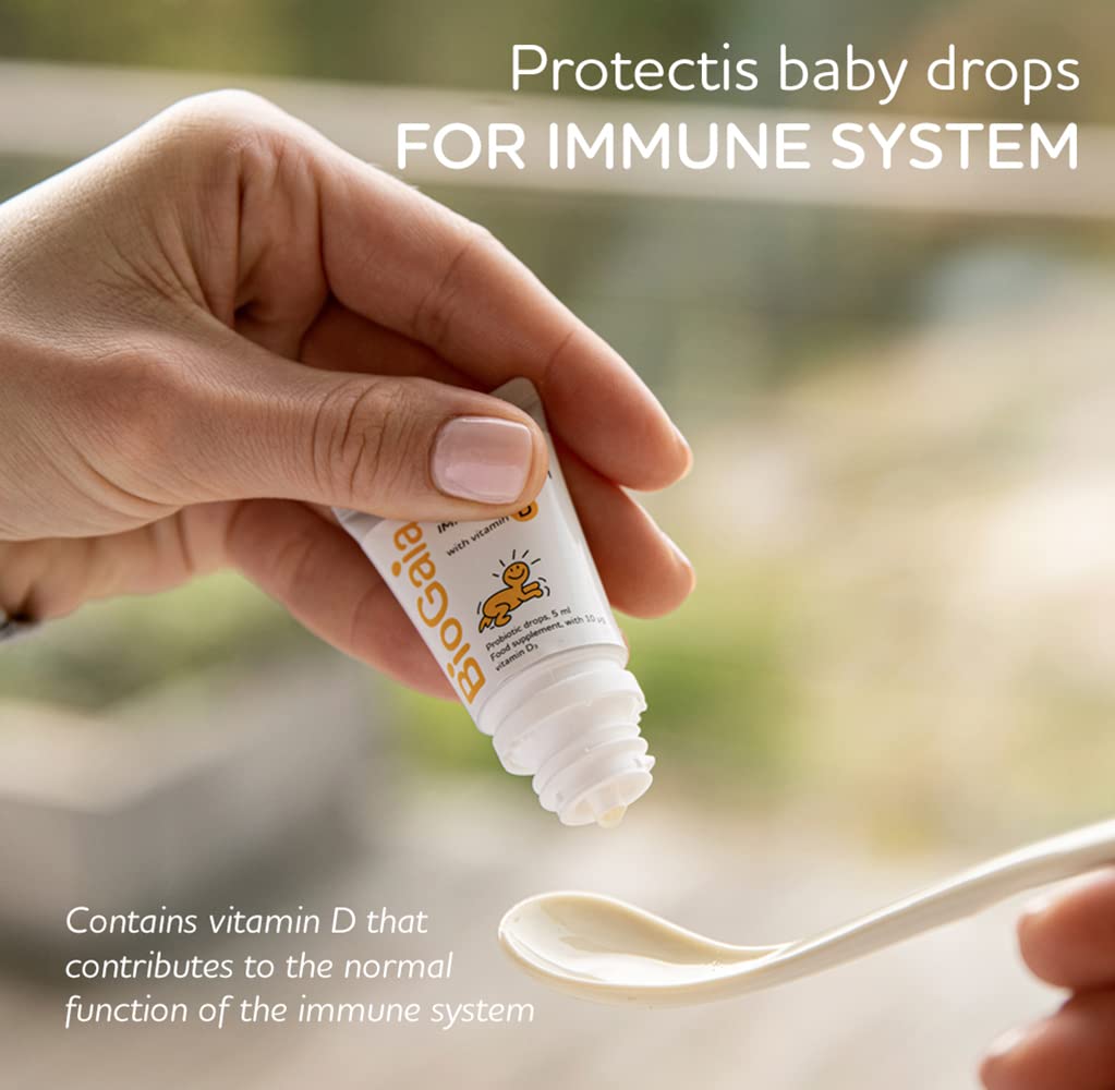 BIOGAIA Protectis Probiotic Drops with Vitamin D3 10ml Suitable for Newborn Babies,Balance Baby’s Gut Flora and Support Immune System. Contains BioGaia Patented L Reuteri DSM 17938.
