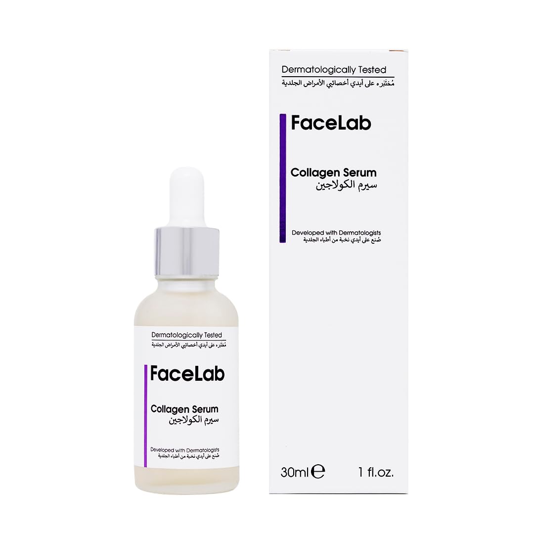 FaceLab Collagen Serum, Anti-Aging Formula, Reduces Wrinkles and Sagging, Moisturises and Softens Skin, Antioxidant Protection, for All Skin Types, 30ml