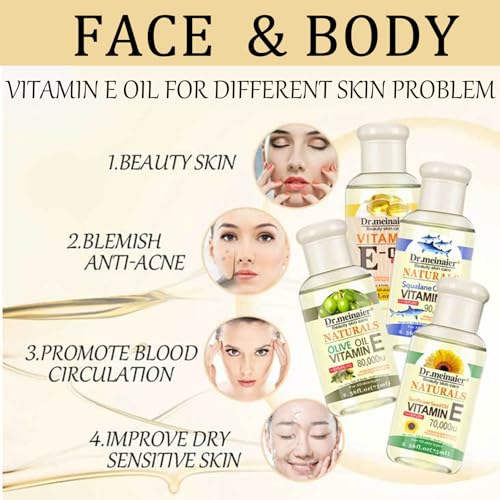 DMQ Vitamin E Skin Oil,2PCS Anti Aging Face Oil and Serum,Body Moisturizer,Face Massage Oil,Vitamin E Body Oil,Anti Acne & Relieve Itchy Skin,Hydrating Body Oil Moisturiser- Face & Body & Hair -75ML*2