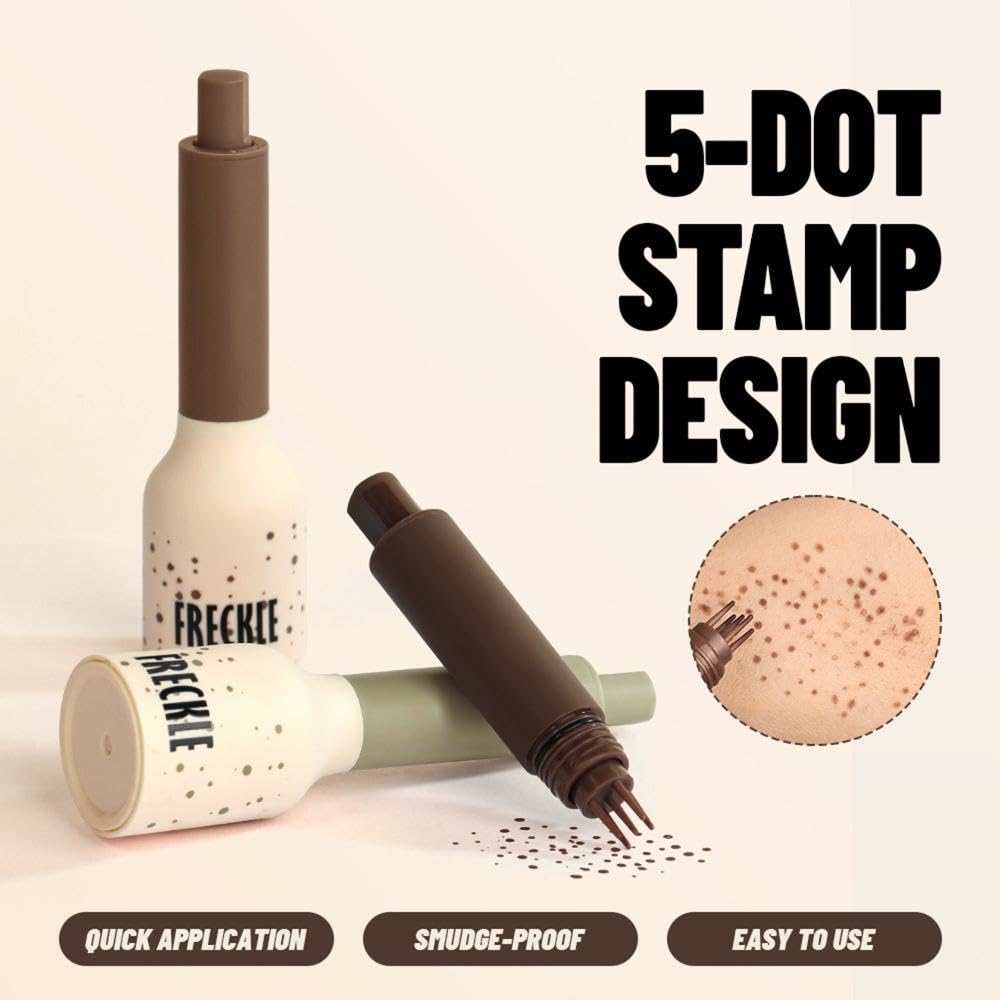 Generic Five-Point Freckle Stamp & Pen – Waterproof, Quick-Drying Faux Freckle & Tattoo Pen for Natural Sun-Kissed Look – Safe for All Skin Types(Ash Chestnut)