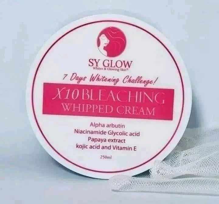 SY GLOW X10 Bleaching Whipped Cream, 7 Days Whitening Treatment with Kojic Acid, Vitamin E, 250ml