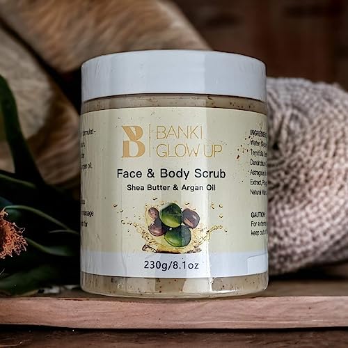 Natural Shea Butter & Argan Oil Face & Body Scrub Exfoliating Body Scrub & Exfoliator - Skincare Remove, Rejuvenating & Softening - Deep Cleansing