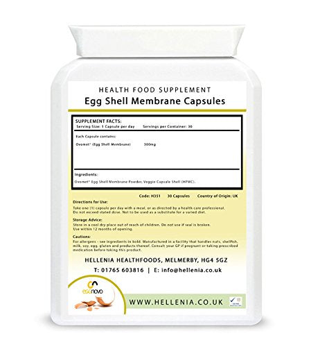 Hellenia’s Ovomet Eggshell Membrane 300mg | 30 Vegetarian Capsules | Joint Supplement | Gluten-Free | Soy-Free