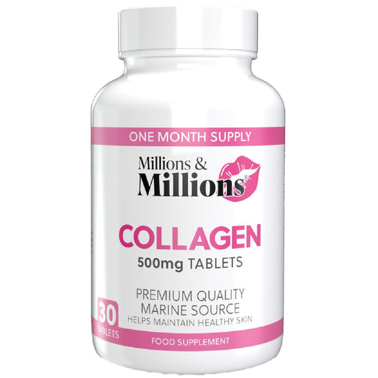 Millions & Millions - Marine Collagen 500mg + Vitamin C 12mg • Premium Quality • Supports Collagen Formation + Normal Skin Function • 30 Tablets • 1 Month Supply