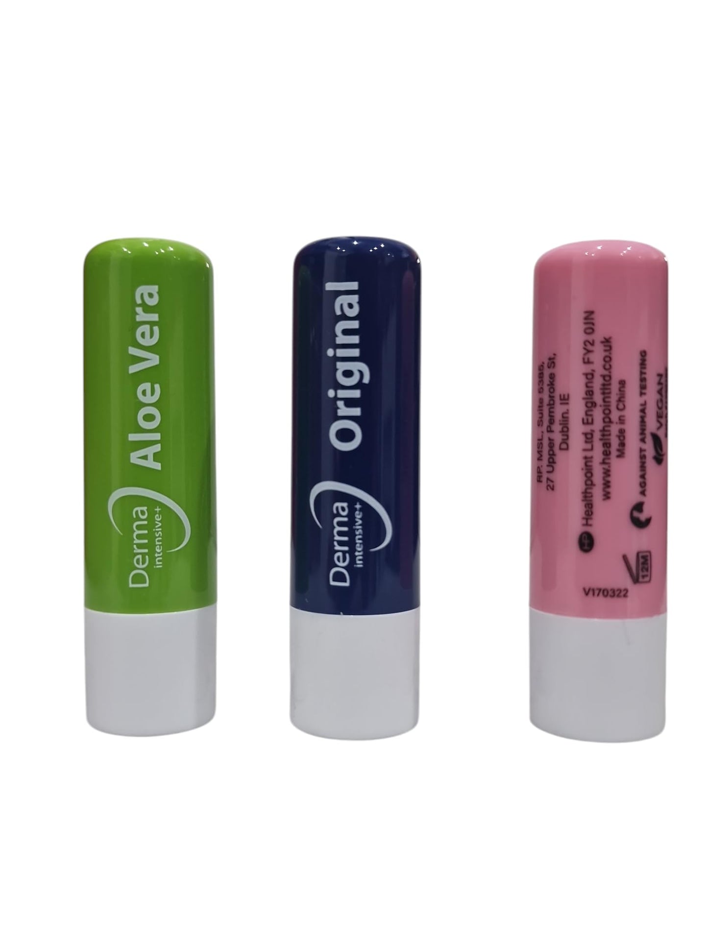 Generic Derma Intensive Travel-Size Lip Balm Trio Set 4.8g – Original, Aloe Vera & Berry – Keeps Lips Soft, Smooth, and Hydrated All Day