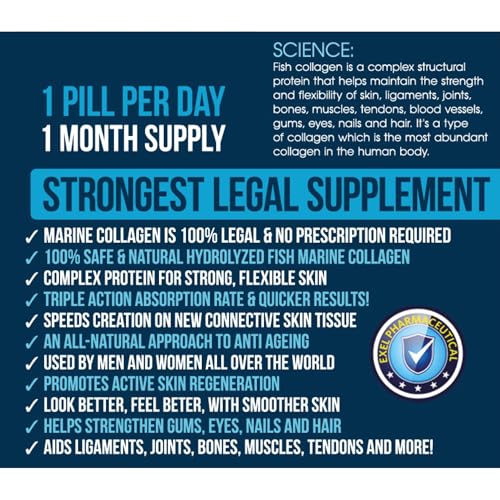 MoovWell Hydrolyzed Fish Collagen Marine Capsules – Skin, Joint Health Support Supplement – 5000mg, 30 Capsules – Pure Fish Collagen for Healthy Skin, Hair, Nails, and Joints – Made in The UK