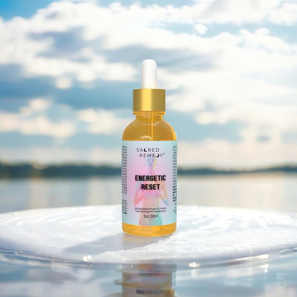 Sacred Remedy Energetic Reset Anointing Oil – Aura Cleansing & Protection Body Oil with Organic Jojoba & Shea, Infused with Citrus & Jasmine for Energy Healing & Positive Vibrations (1oz / 30ml)
