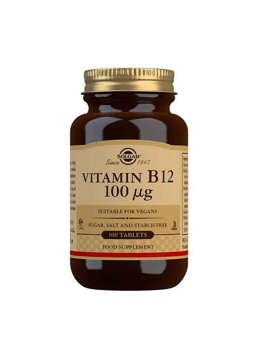 Solgar Vitamin 100 µg B12 Tablets - Pack of 100 - Easy to take form - For healthy nervous system, heart and mind - Red Blood Cell Formation - Vegan