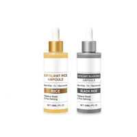 IZBEAUVO Rice Ampoule Duo, White & Black Rice Face Exfoliator,Glow Rice Ampoule Duo White Rice Ampoule+Black Rice Ampoule Soft Exfoliating Face and Body Scrub