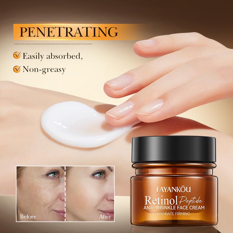 YUYUE-YY Retinol Cream, Retinol Night Cream Anti Wrinkle Face Cream, Face Moisturizer for Women, Reduce Fine Lines Lifting and Firming Cream with Hyaluronic Acid Anti Wrinkle Deep Hydration Cream for Women
