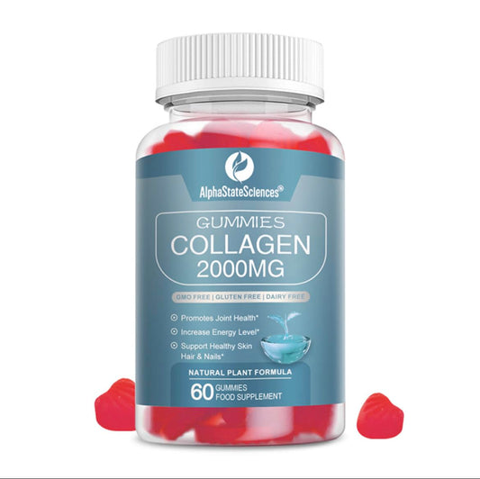 AlphaStateSciences **New**Advanced Collagen Gummies 2000mg - Promote Skin Elasticity, Hair Growth, and Joint Health - Delicious Berry Flavoured Gummy Vitamins for Youthful Radiance