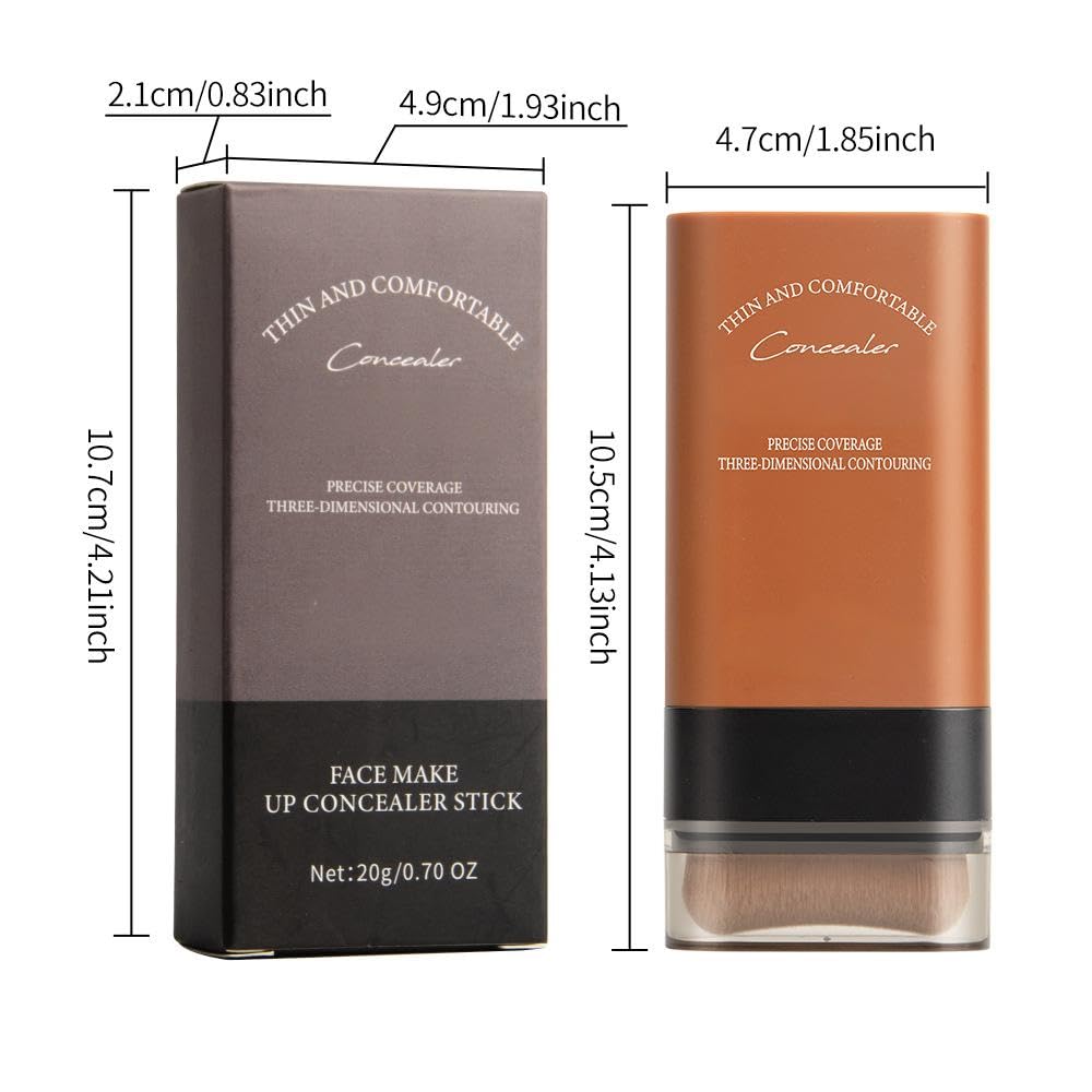 Generic Full Coverage Foundation Stick with Built-in Brush, Waterproof Matte Concealer Contour Stick for All Skin Types, Long Lasting Cream Foundation Makeup with High Coverage(#04 Honey Tan)