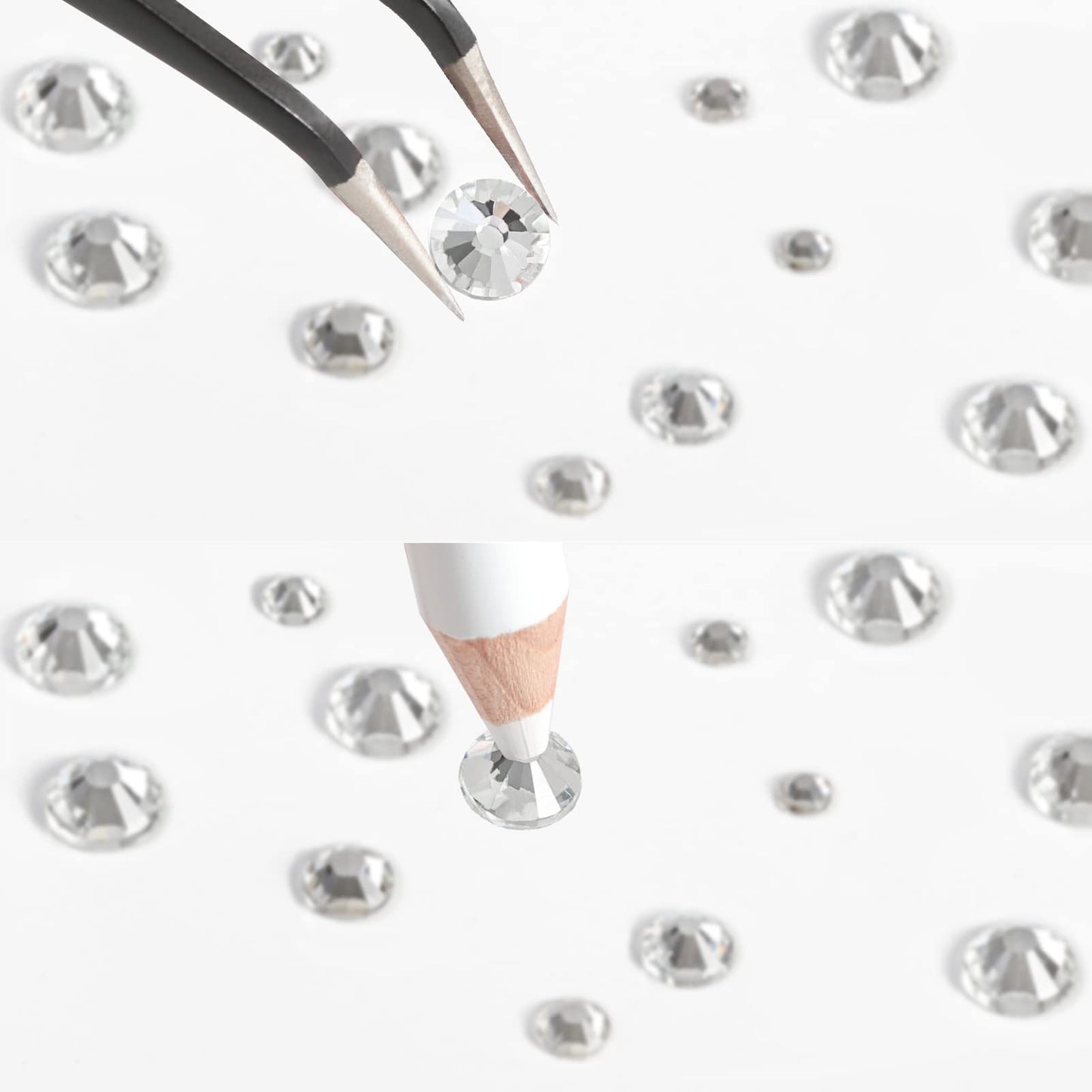 BEADSLAND Beadsland 2500pcs Clear Rhinestones,Flatback Gems Round Crystal Rhinestones for Nail Crafts Mixed 8 Sizes SS4~SS30 with Picking Tweezer and Pen (Clear)