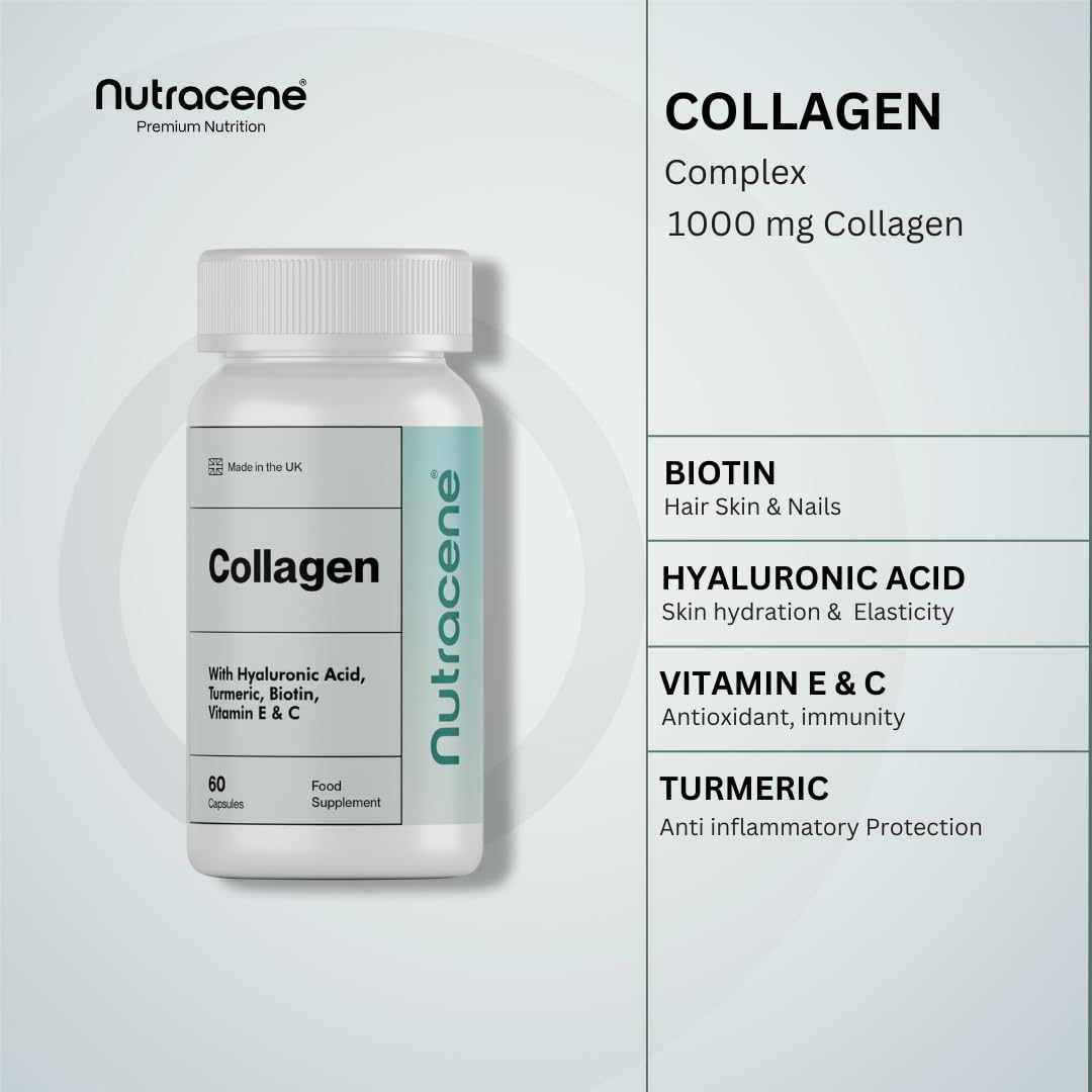 NUTRACENE Nutracene Collagen Complex | with Biotin, Vitamin C Hyaluronic Acid & Vitamin E | Healthy Skin, Hair, Nails | Made in The UK