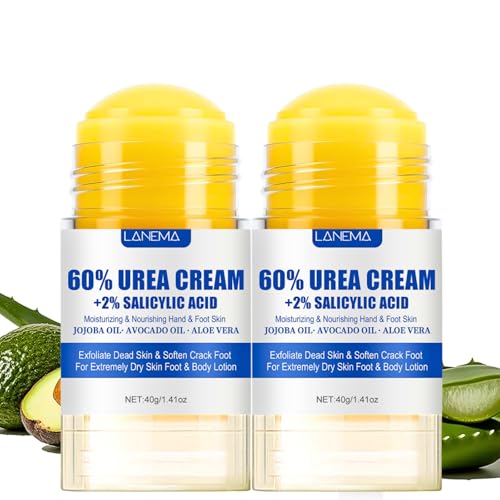 IZBEAUVO 2PC Ultimate Cracked Heel Balm Duo: 60% Urea Foot Cream Plus 2% Sali-cylic Acid - Maximum Strength Fast-Absorbing Hand Foot Repair, Dry Skin, Vegan Foot Cream for Women Men