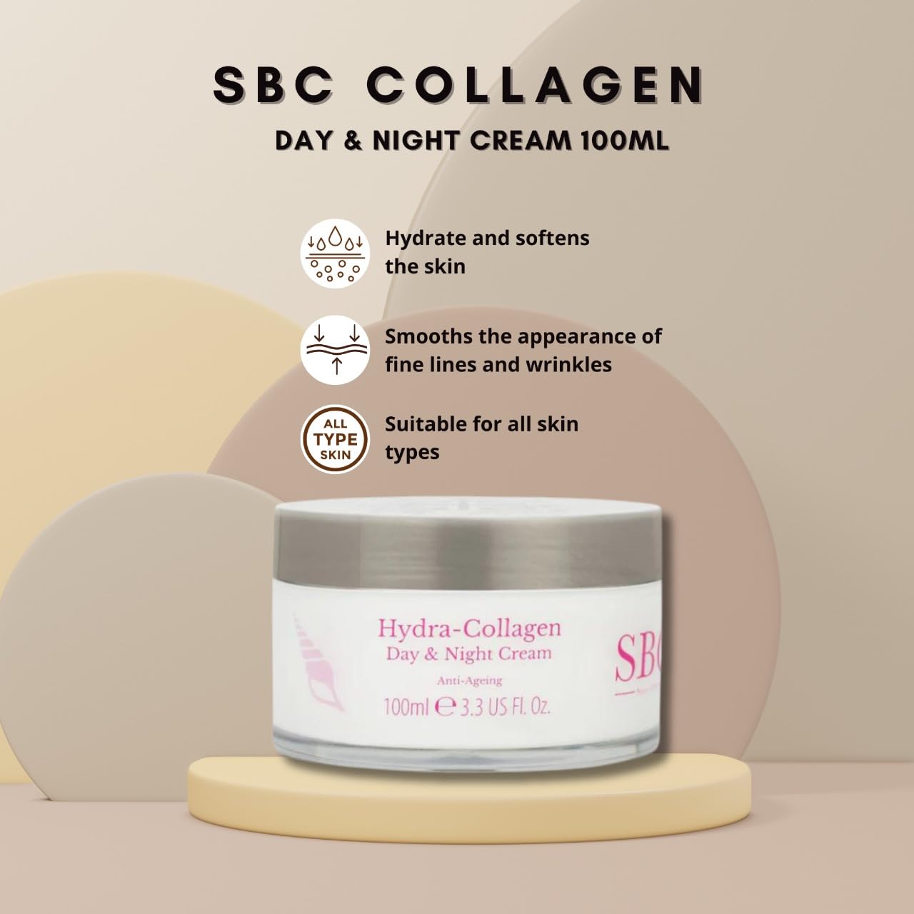 DCF Success SBC Skincare Hydra-Collagen Moisturising Gel 100 ml & Award-Winning Day & Night Cream 100ml Anti-Ageing, Oil-Free Face & Body Moisturiser for Sensitive, Mature Skin