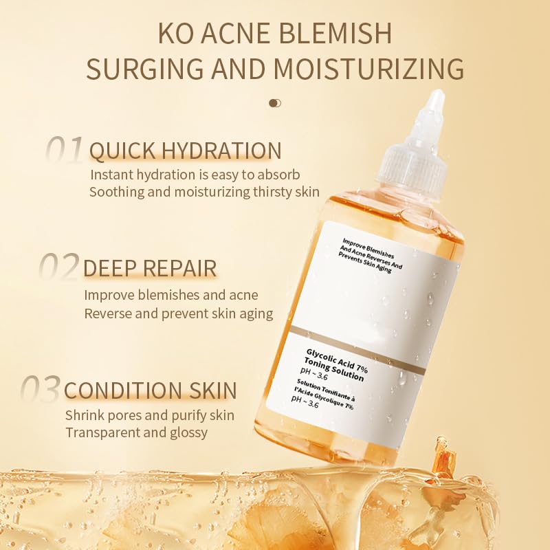 SUNDEER Glycolic Acid Toner, Glycolic Acid 7% Toning Resurfacing Solution, Skincare Hyaluronic Acid Serum, Hydrating Toning Solution, Brighten & Strengthen Your Skin (100ml)