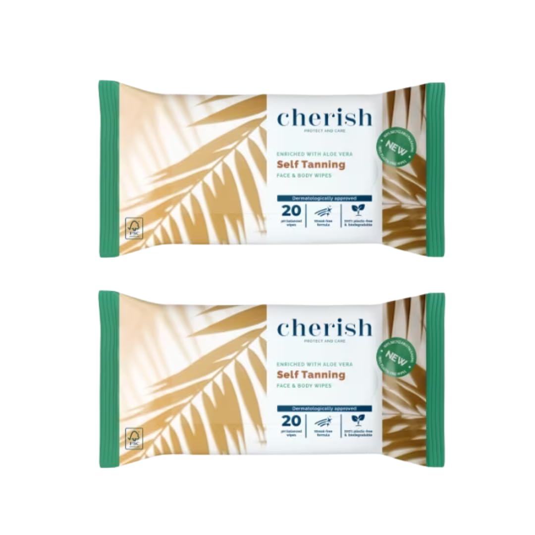 Generic Self-Tanning Wipes – 2 x 20 Pack (40 Wipes Total) | Gradual Self-Tan Towelettes for Face & Body | Streak-Free, Quick-Drying | Unisex Bronze Glow. Enriched with Aloe Vera.