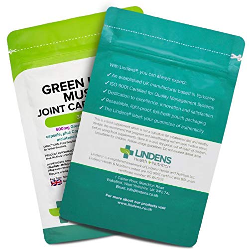 Lindens - Green Lipped Mussel 360 Capsules - with Copper, 1000mg Daily Intake, UK Made - Connective Tissues, Joint Care Formula - Rapid Release - Letterbox Friendly