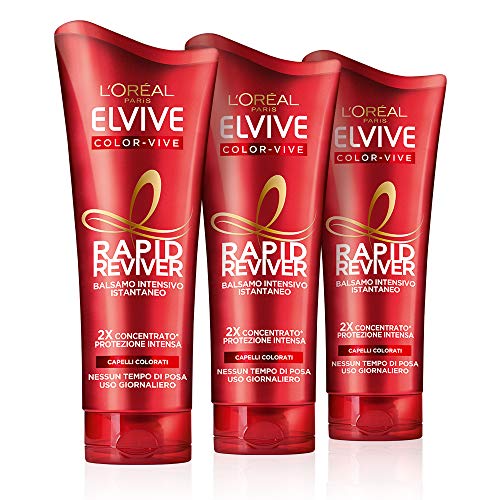 L'ORÉAL L'Oréal Paris Elvive Rapid Reviver Instant Intensive Conditioner, Enriched with Amino Acid and Vitamin E, for Coloured Hair, Pack of 3