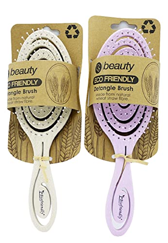 CS Beauty Detangle Hair Brush Eco Friendly Pink and Oatmeal 2 Pack