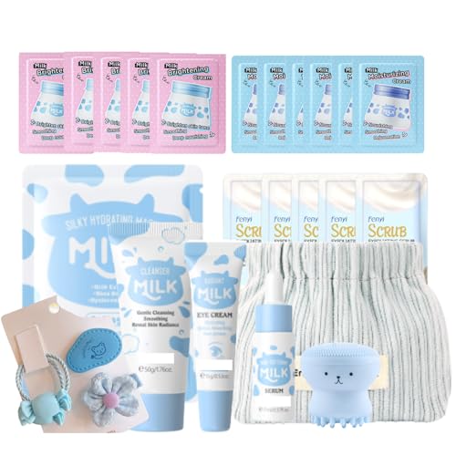 Cureluxe Milk Skin Care Set - Milk Skin Care Gifts Set - Teenager Girl Gifts for Daily Care Use 24pcs