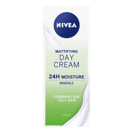 NIVEA Oil Free Moisturising Day Cream (50 ml), Combination and Oily Skin Moisturiser, Mineral Infused Day Cream, Skin Care Essentials