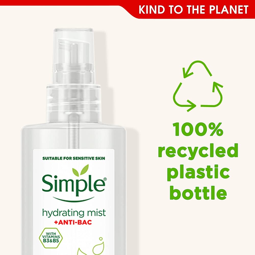 2 Pack of Simple Hydrating Mist + Anti-Bacterial Kind Defence Protect Mist 125ml